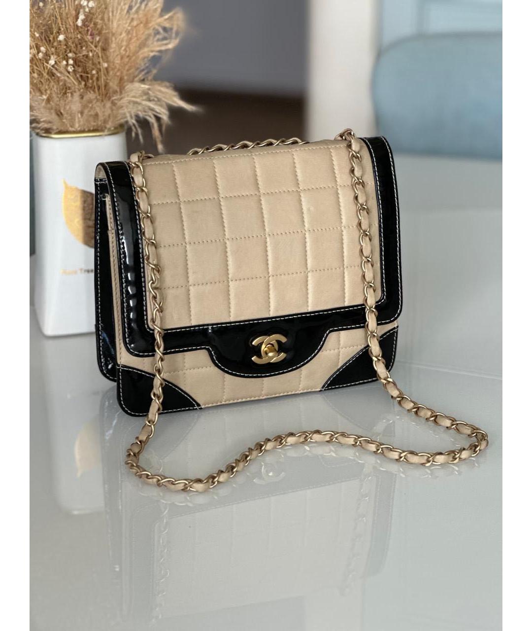 CHANEL Бежевая кожаная сумка через плечо, фото 9