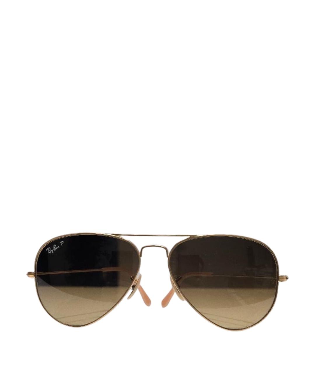 RAY BAN Золотые металлические солнцезащитные очки, фото 1