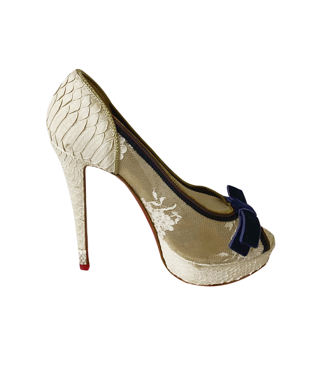 CHRISTIAN LOUBOUTIN Белые туфли из экзотической кожи, фото 1