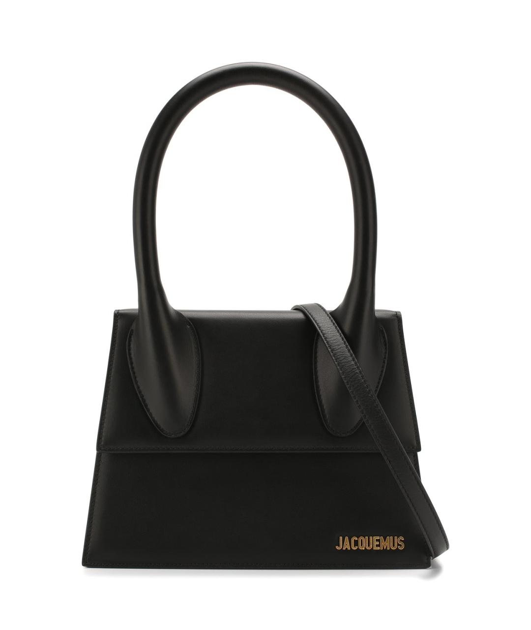 JACQUEMUS Черная кожаная сумка с короткими ручками, фото 6
