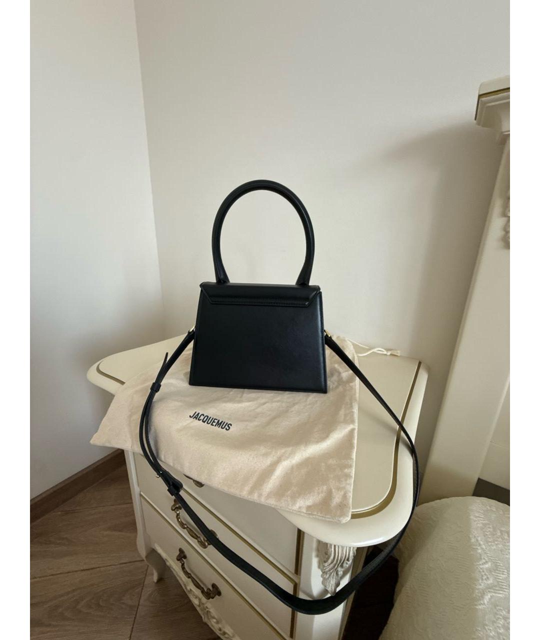 JACQUEMUS Черная кожаная сумка с короткими ручками, фото 3