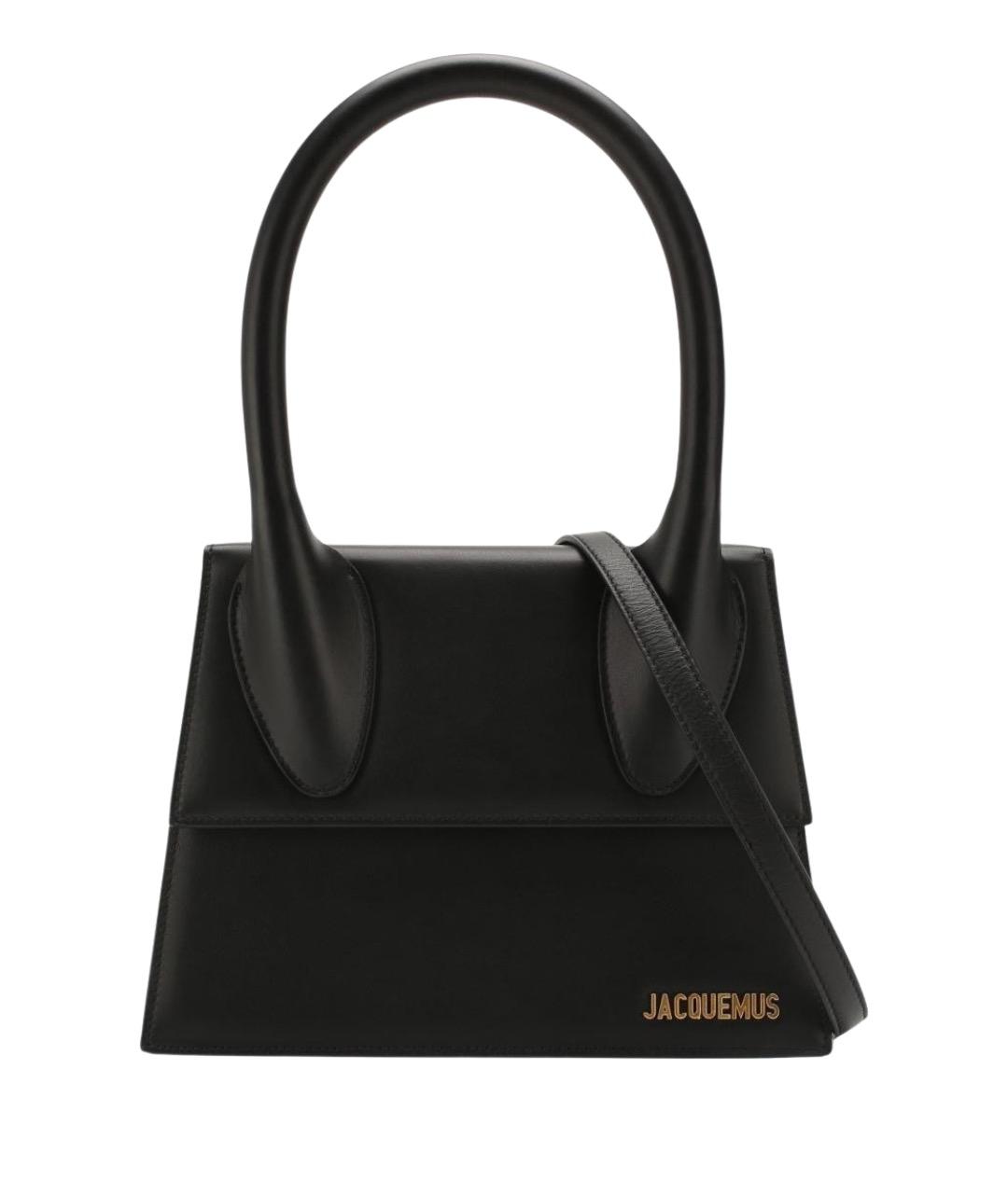 JACQUEMUS Черная кожаная сумка с короткими ручками, фото 1