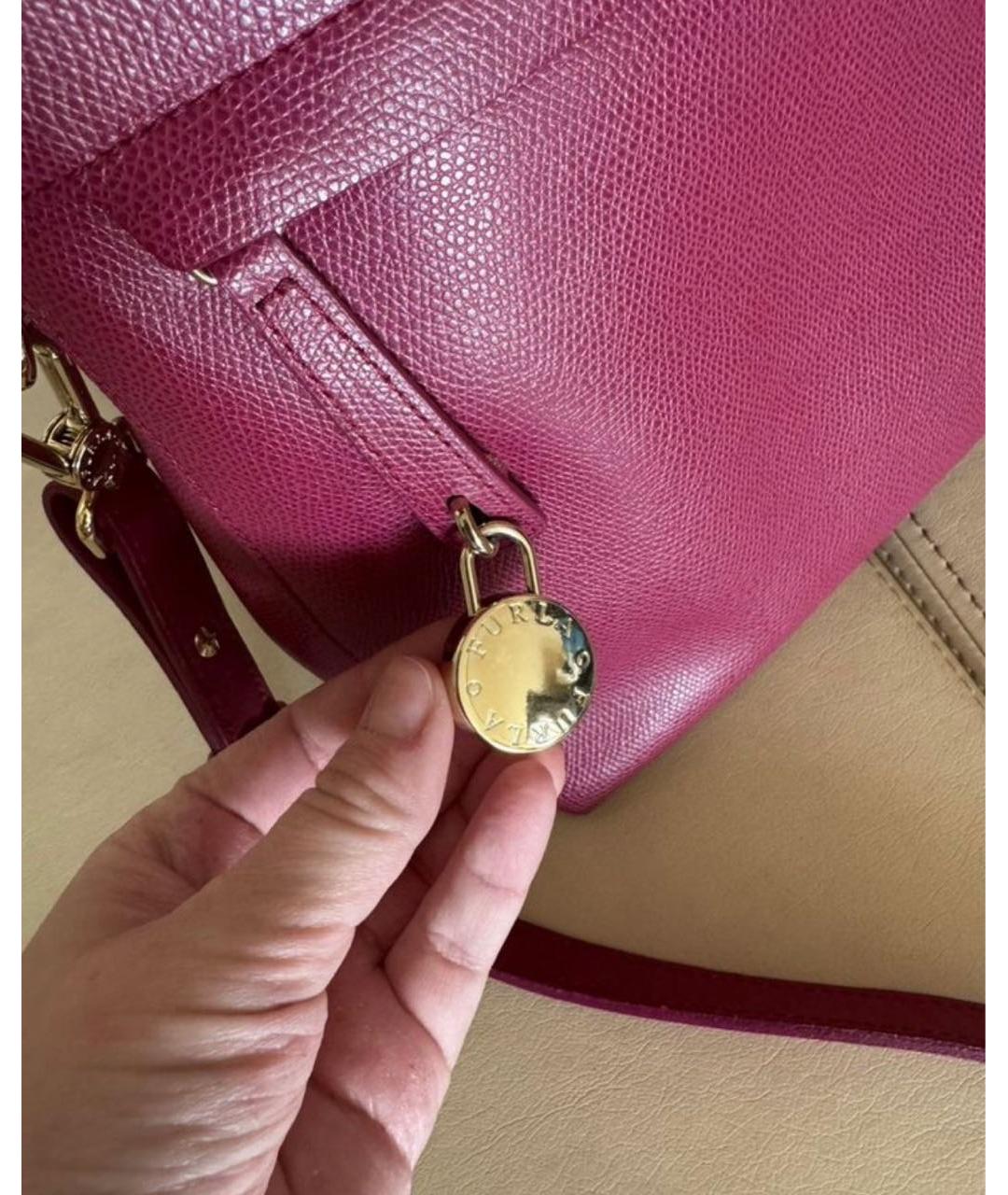 FURLA Фуксия кожаная сумка тоут, фото 5