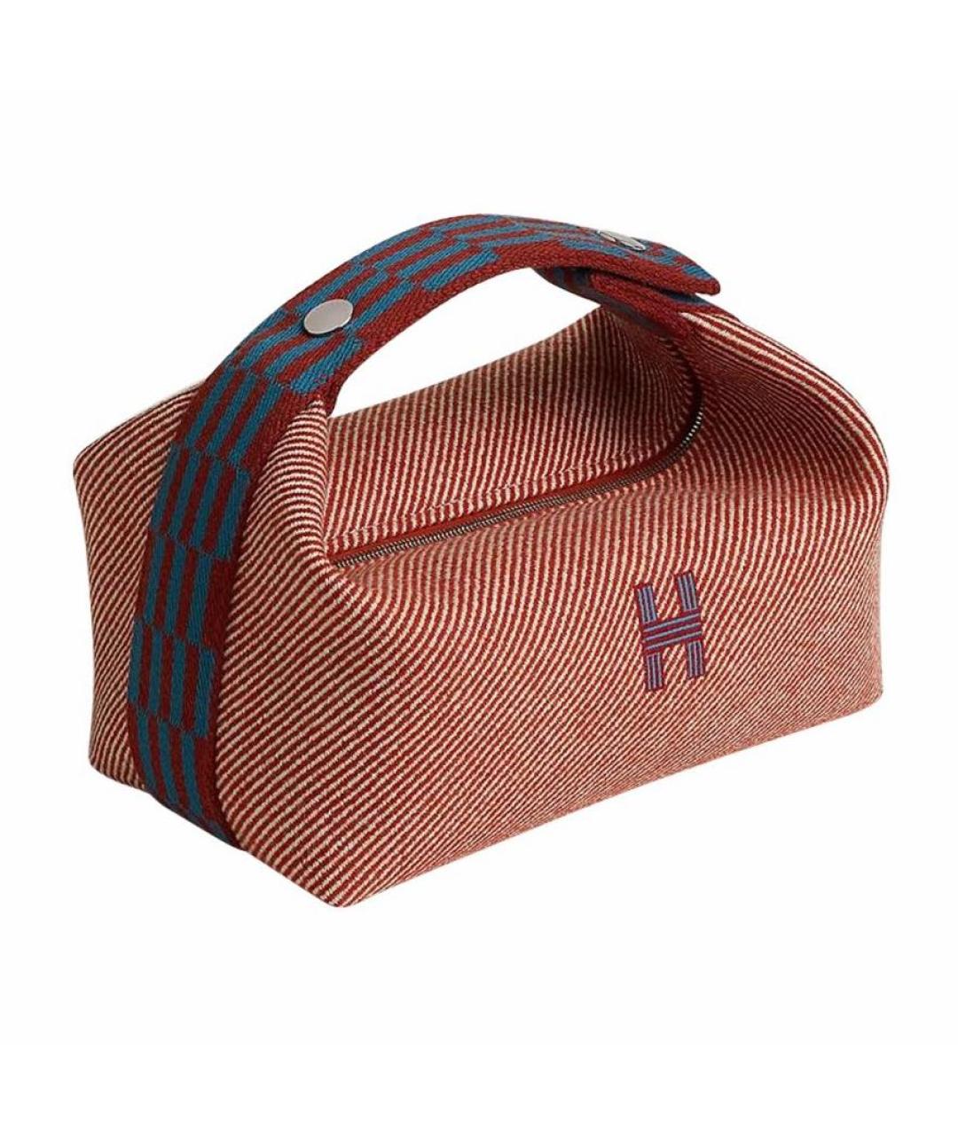 HERMES Красная тканевая пляжная сумка, фото 9