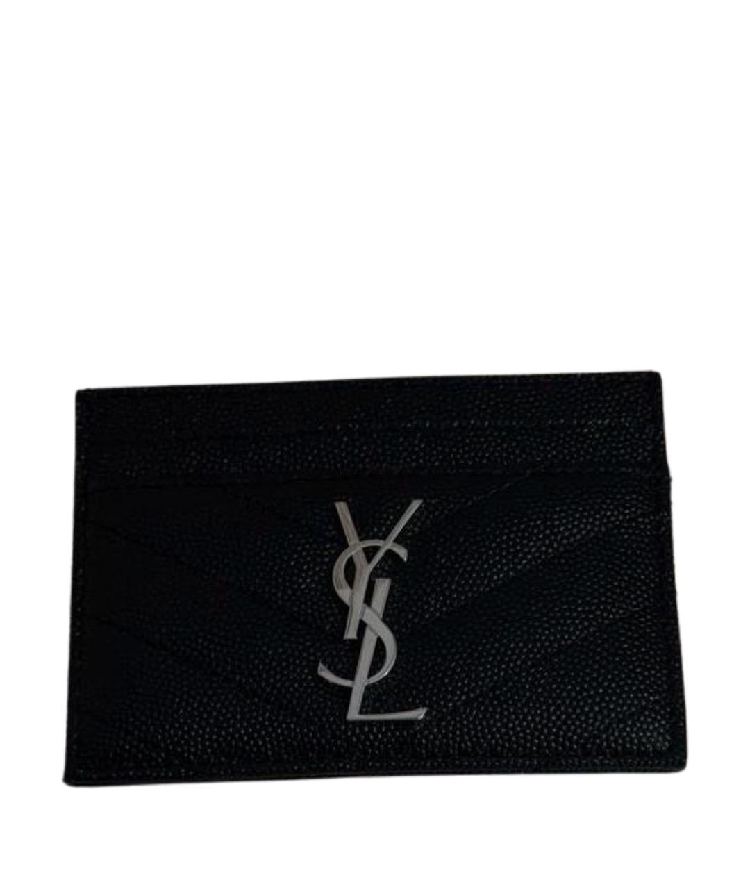 SAINT LAURENT Черный кожаный кардхолдер, фото 1