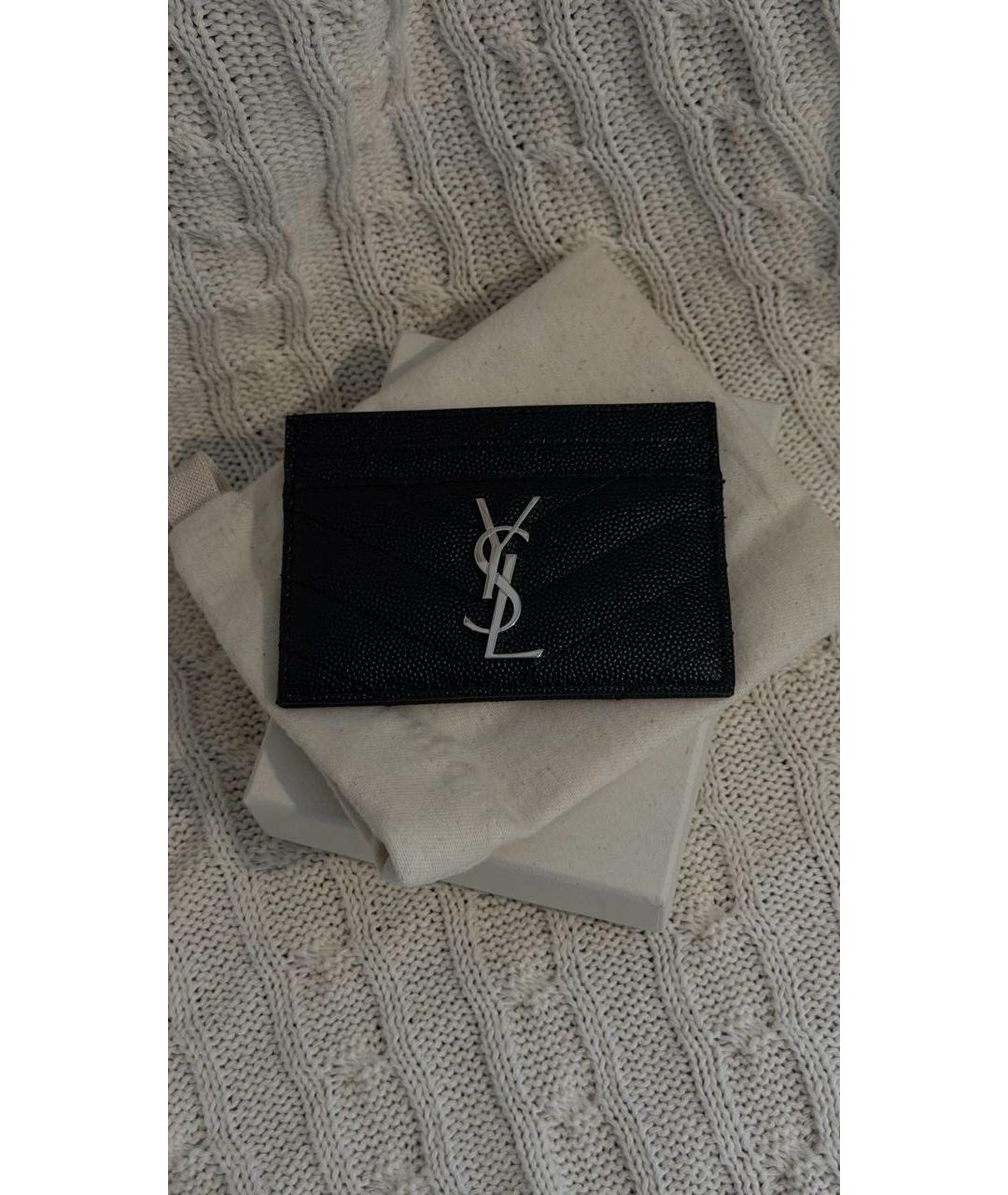 SAINT LAURENT Черный кожаный кардхолдер, фото 6