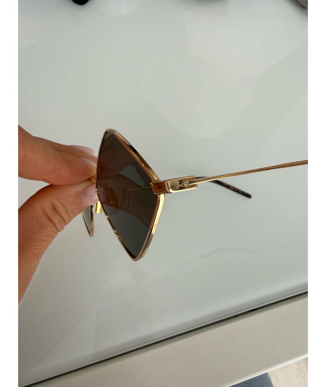 SAINT LAURENT Золотые металлические солнцезащитные очки, фото 4