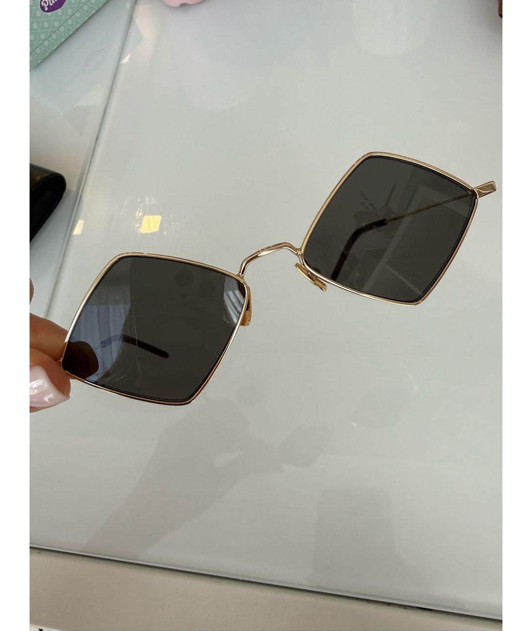 SAINT LAURENT Золотые металлические солнцезащитные очки, фото 2