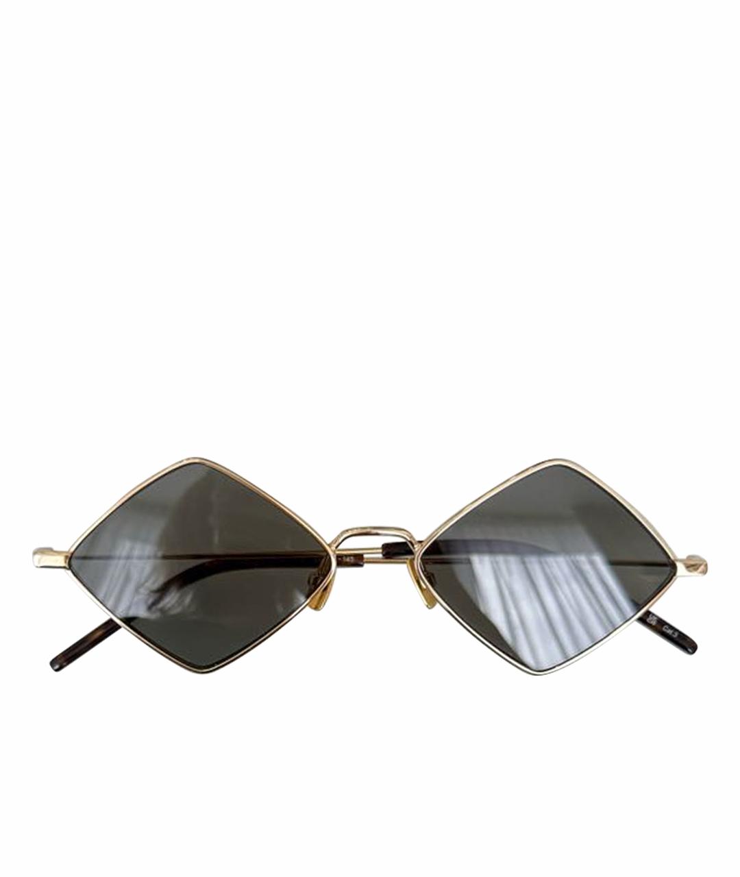 SAINT LAURENT Золотые металлические солнцезащитные очки, фото 1