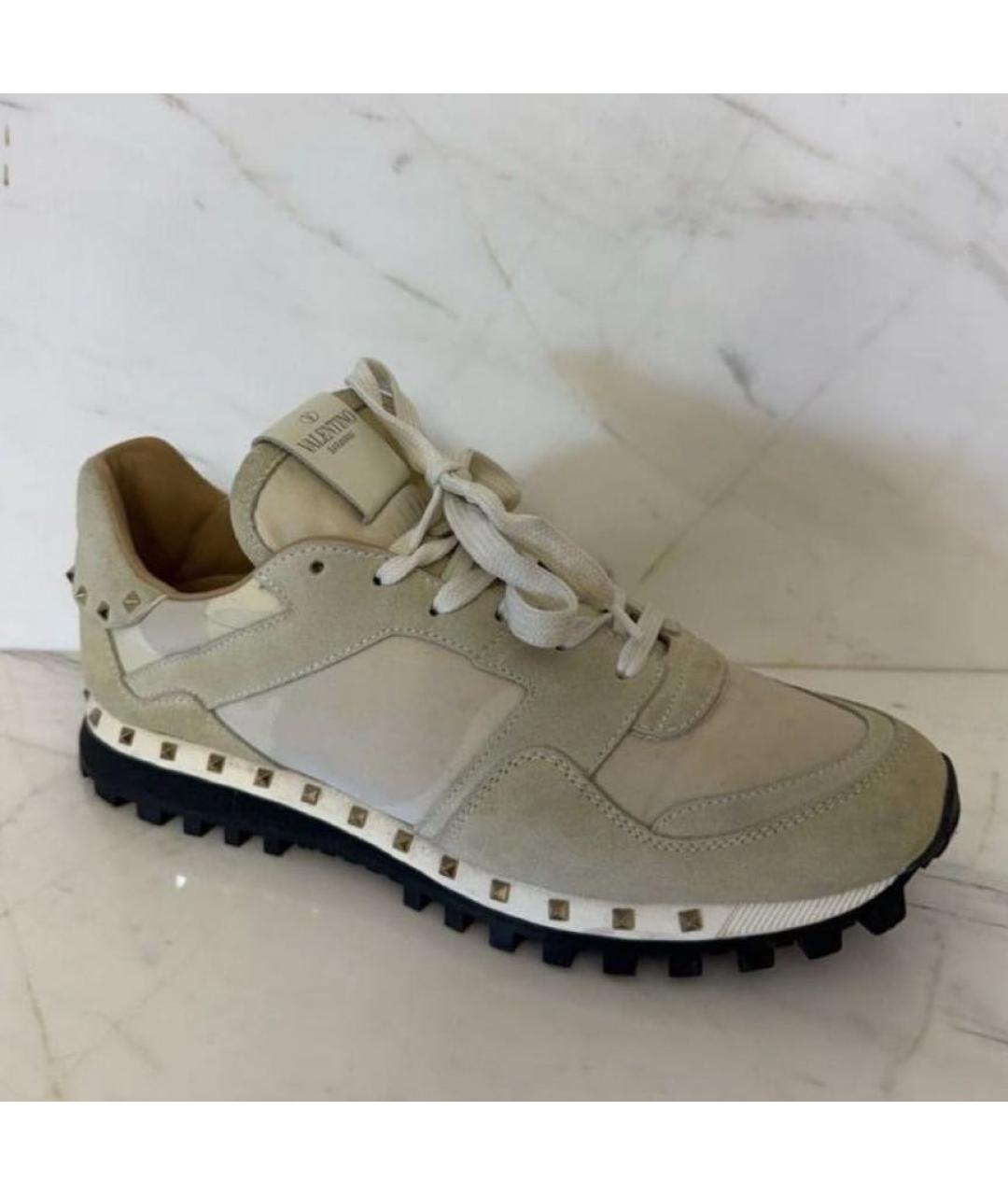 VALENTINO Бежевые кожаные кроссовки, фото 6