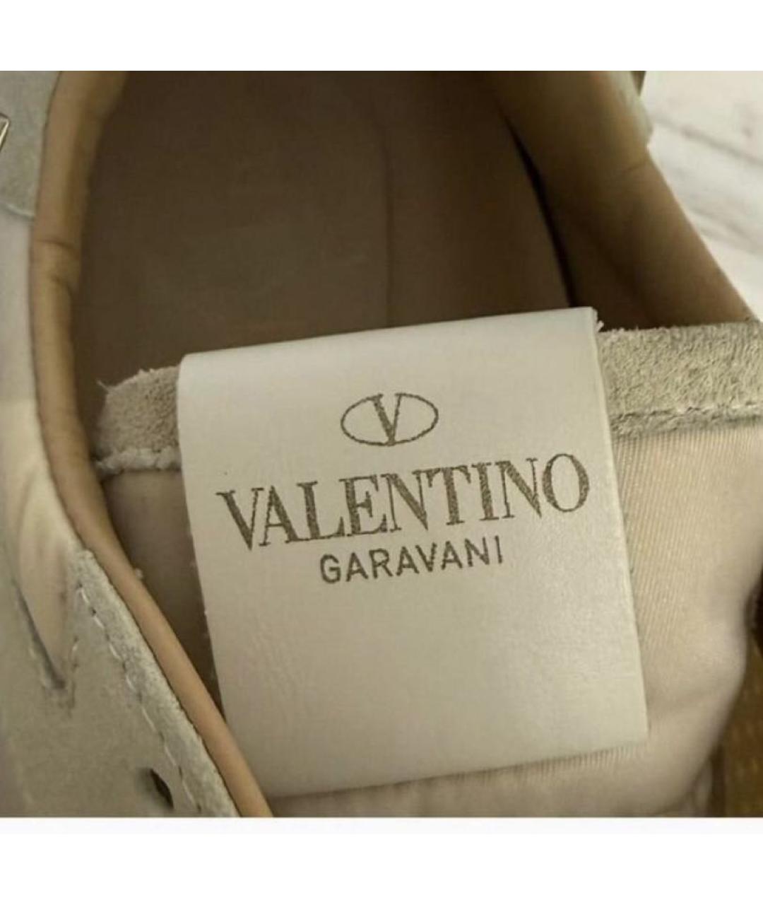 VALENTINO Бежевые кожаные кроссовки, фото 2