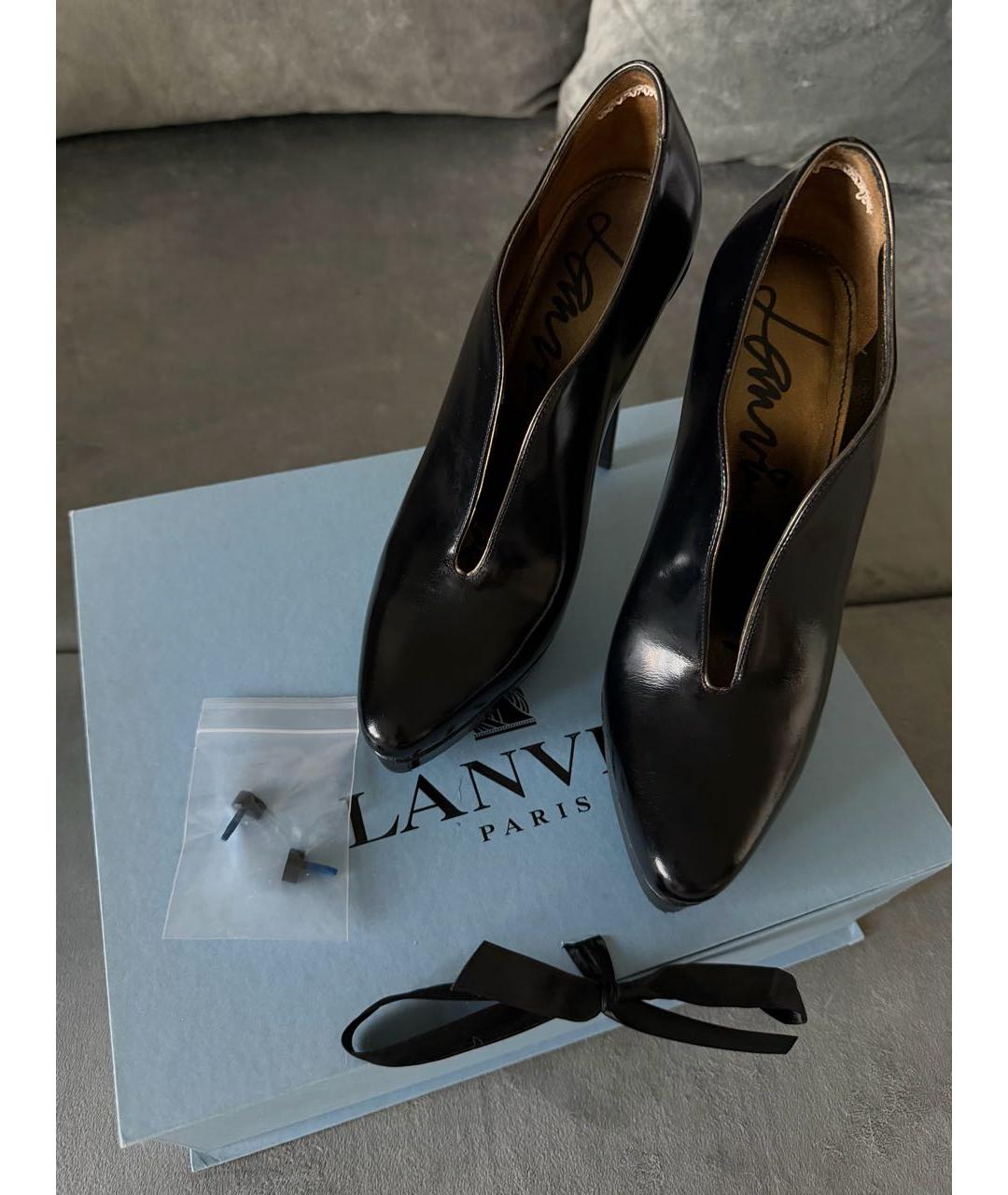 LANVIN Черные кожаные туфли, фото 8