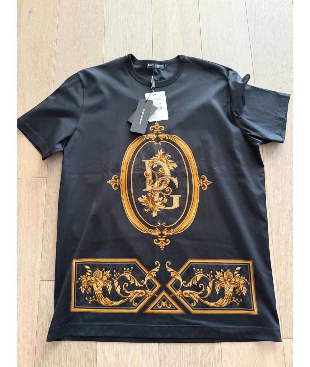 DOLCE&GABBANA Черная хлопковая футболка, фото 3