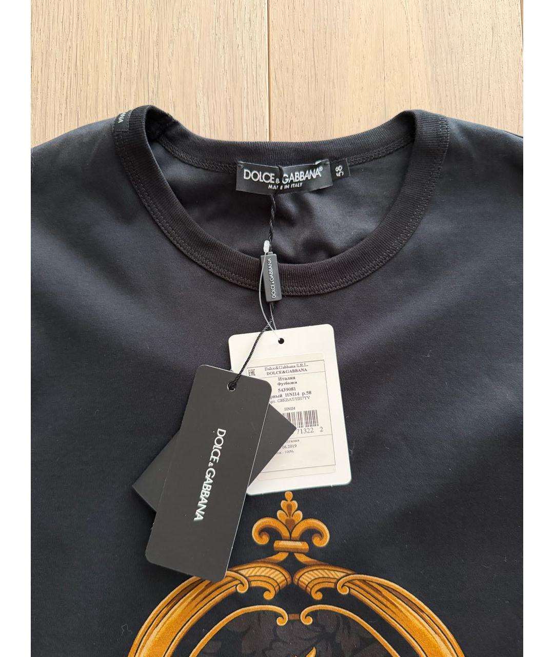 DOLCE&GABBANA Черная хлопковая футболка, фото 2