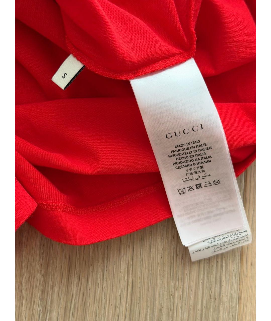 GUCCI Красная хлопковая футболка, фото 2