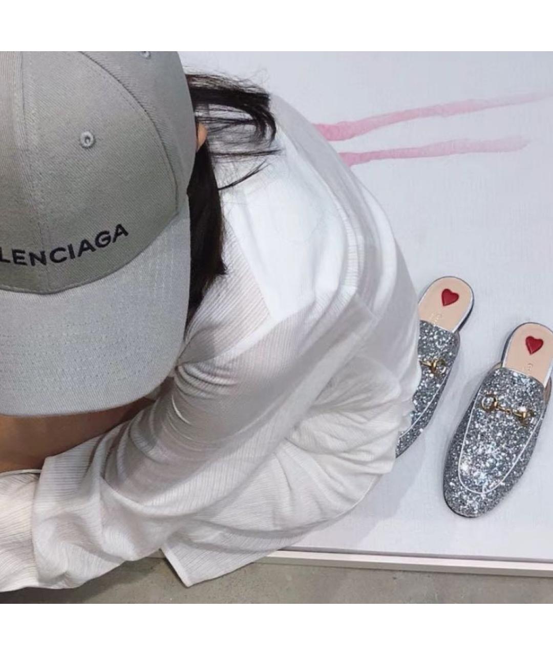 GUCCI Серебряные кожаные мюли, фото 5