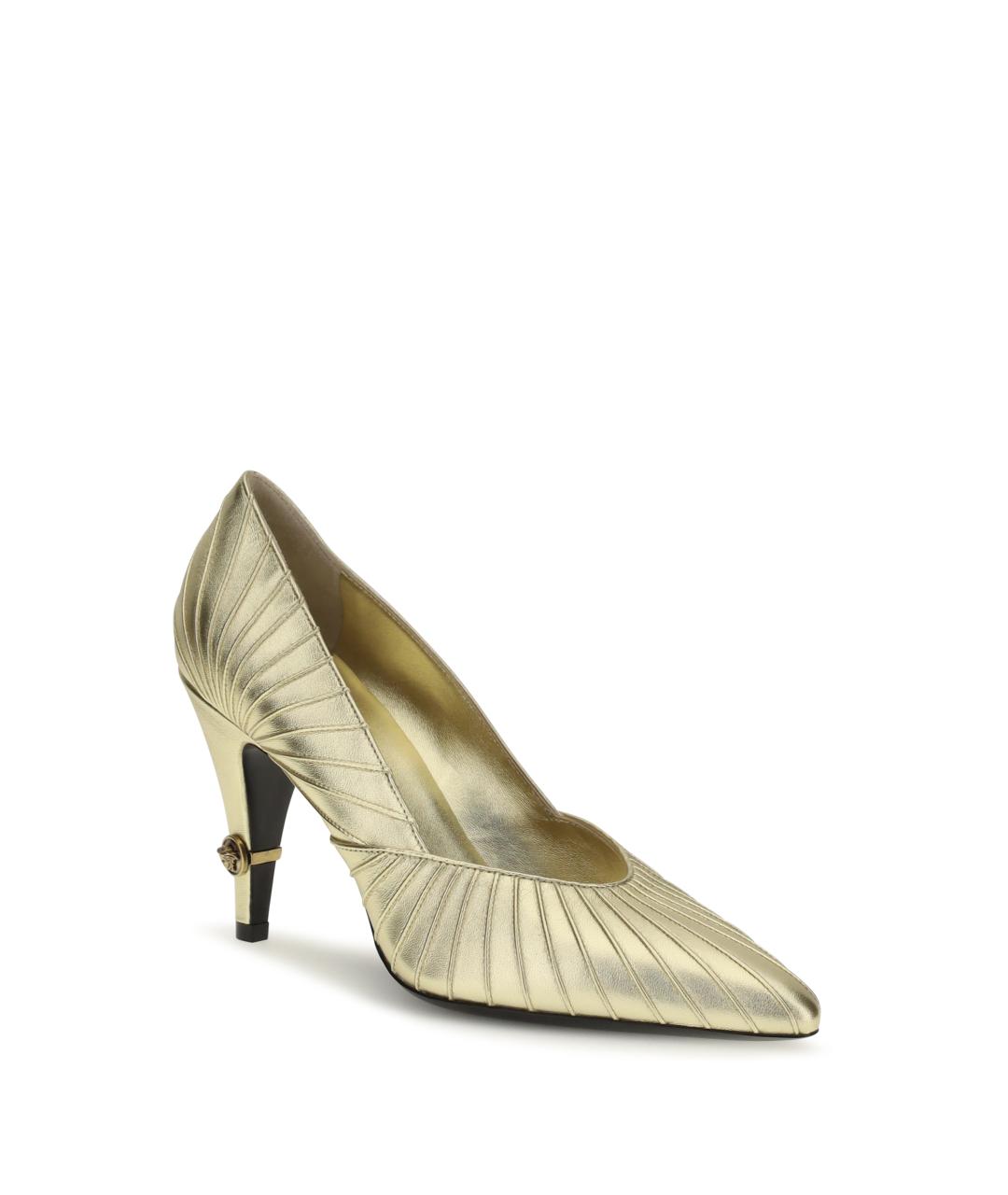 VERSACE Золотые кожаные туфли, фото 2
