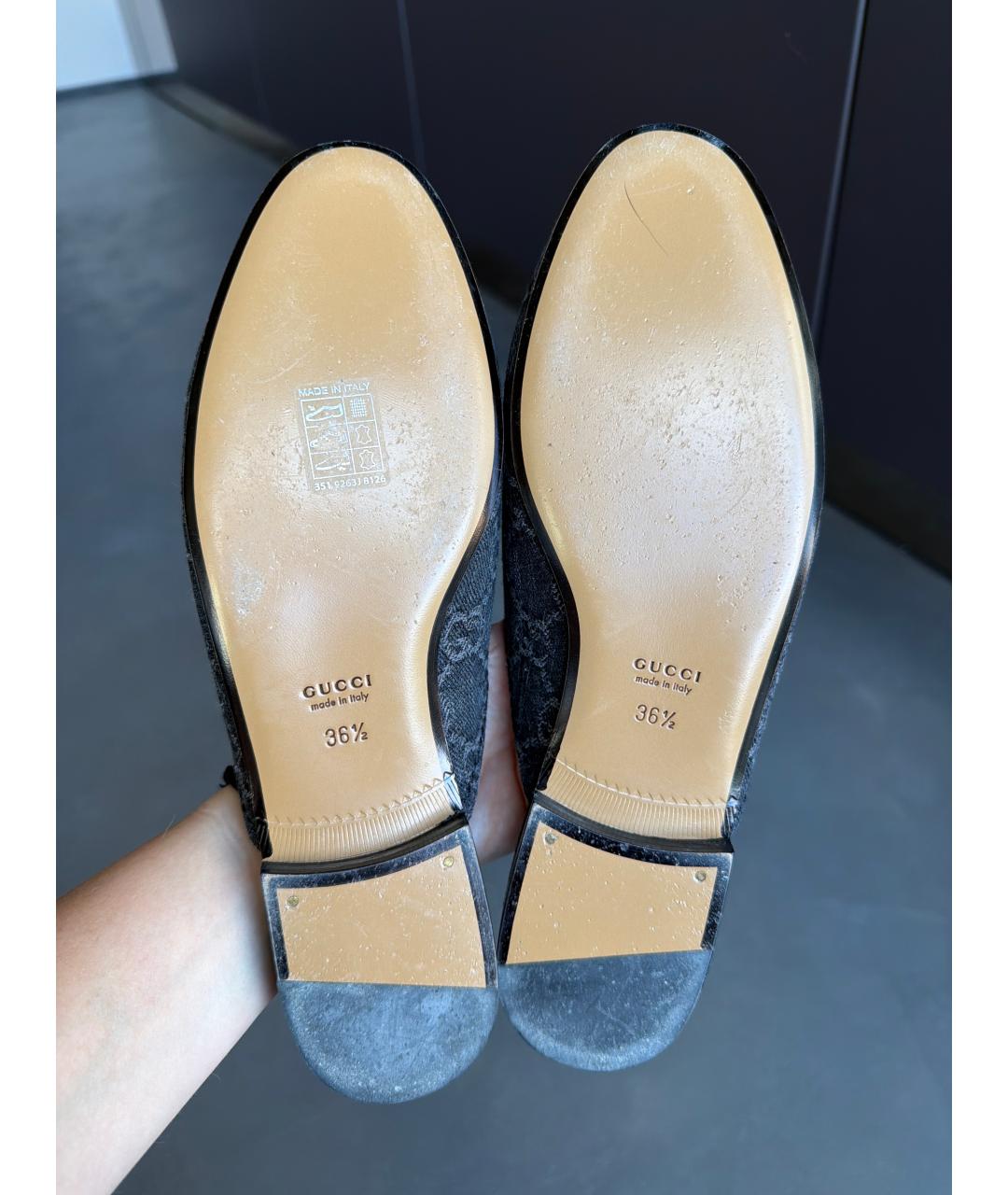 GUCCI Антрацитовые текстильные мюли, фото 5