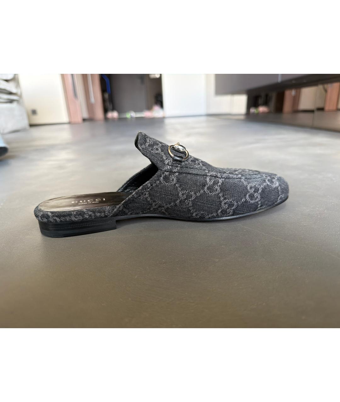 GUCCI Антрацитовые текстильные мюли, фото 6