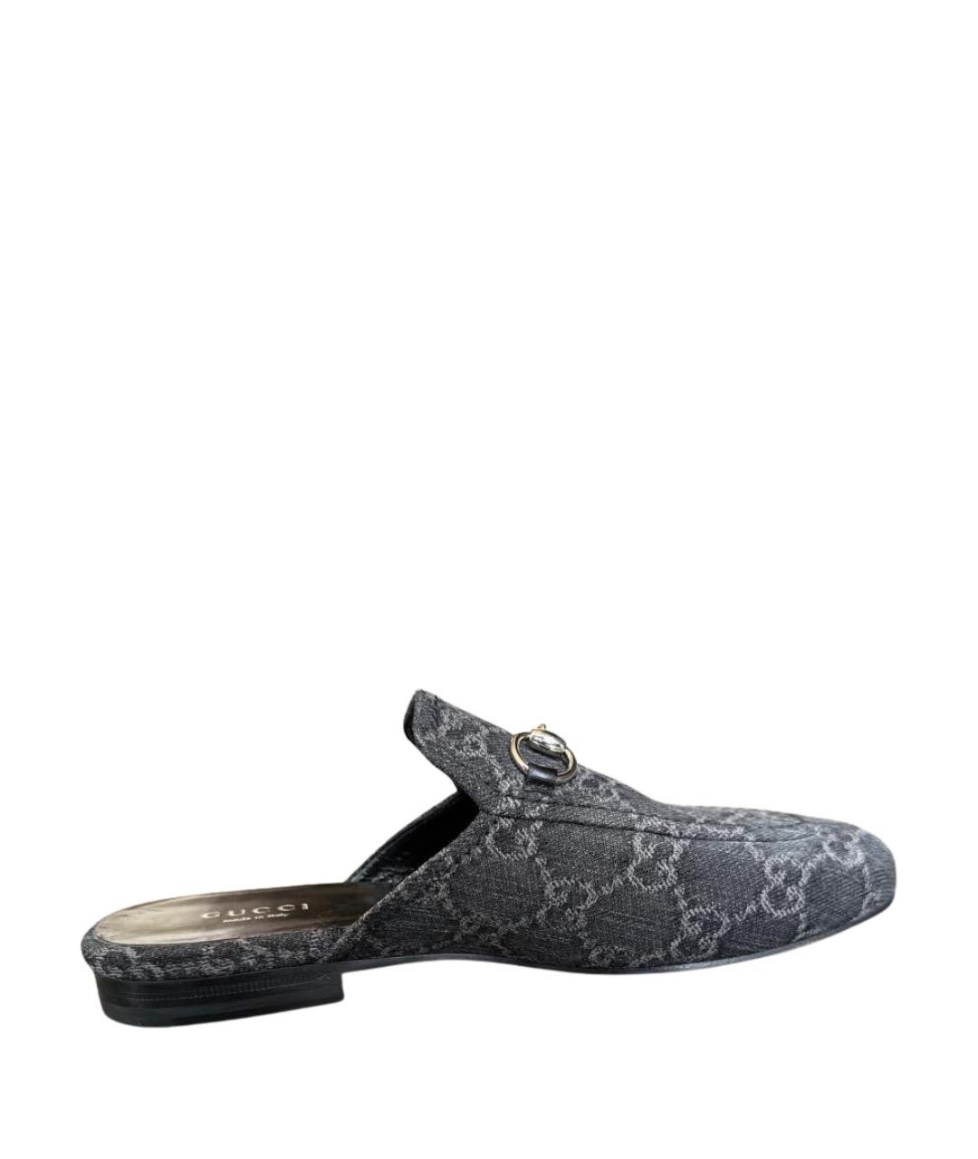 GUCCI Антрацитовые текстильные мюли, фото 1