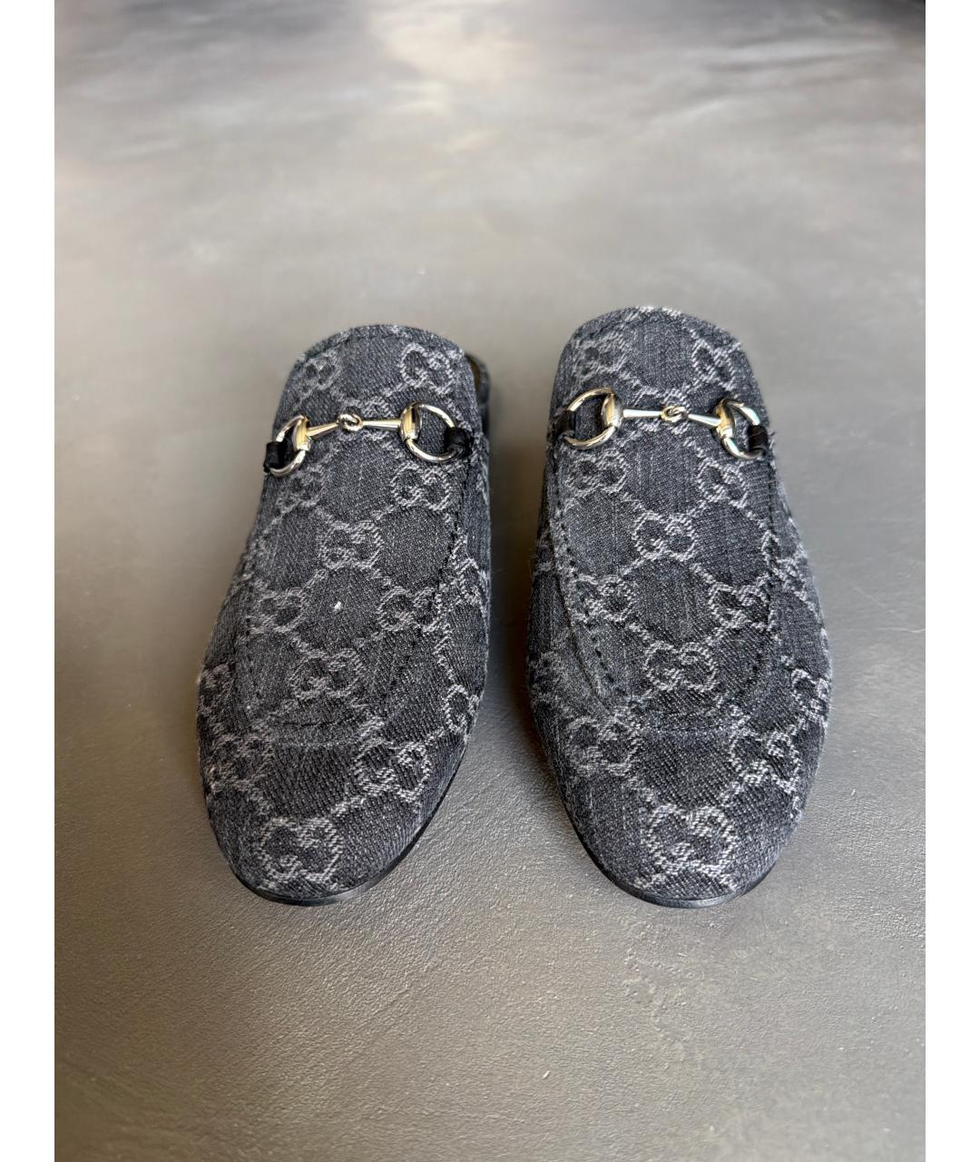 GUCCI Антрацитовые текстильные мюли, фото 2
