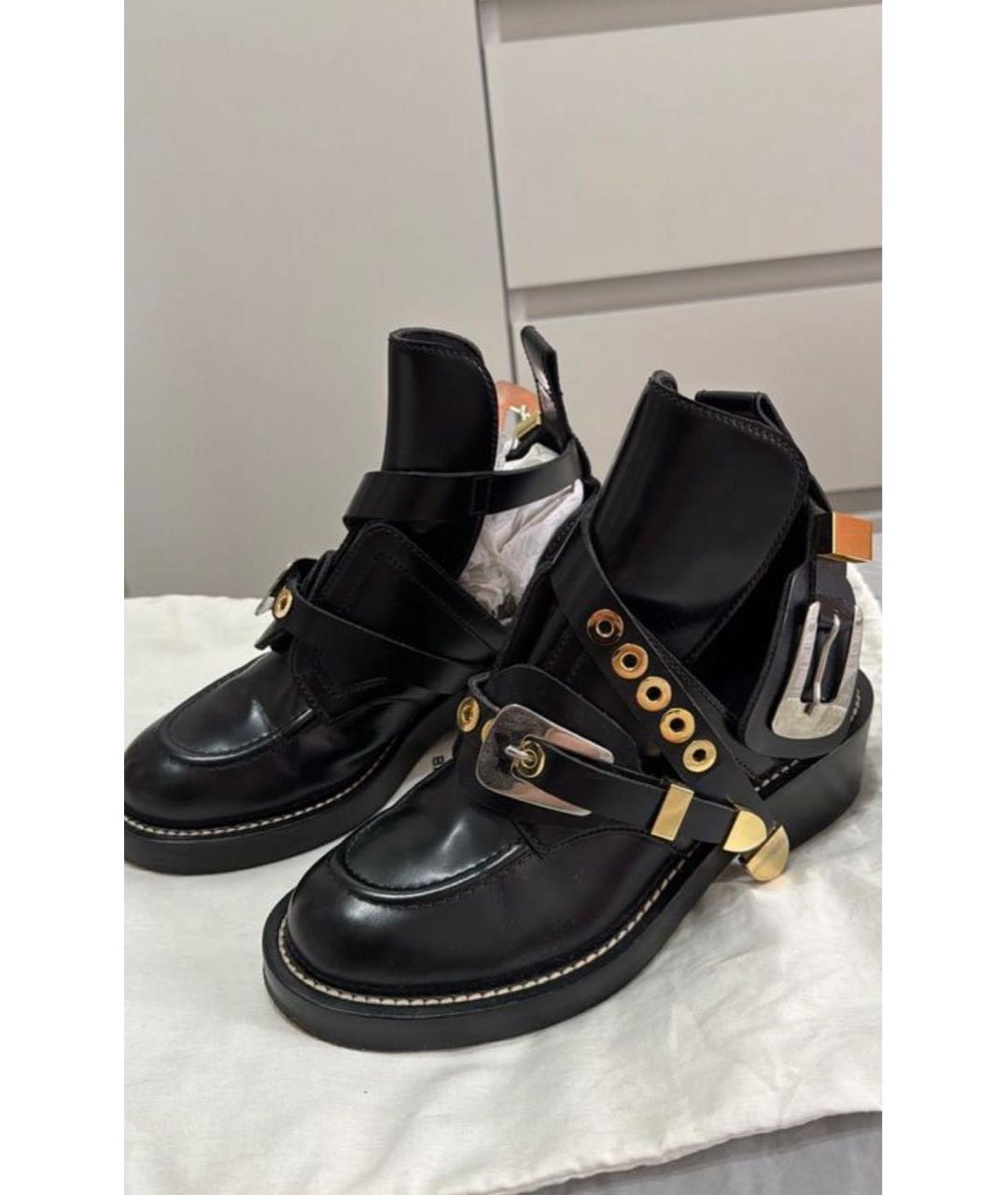 BALENCIAGA Черные кожаные ботинки, фото 4