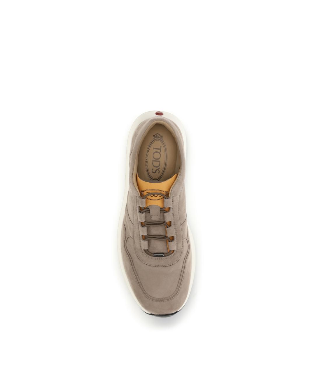 TOD'S Бежевые кожаные низкие кроссовки / кеды, фото 4