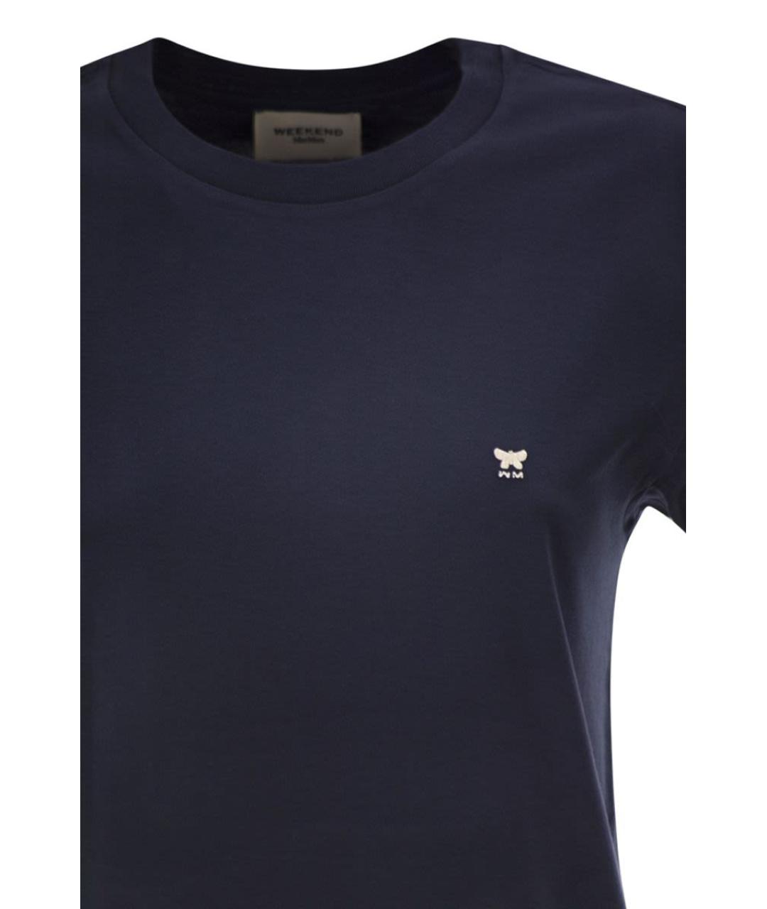 WEEKEND MAX MARA Синяя хлопковая футболка, фото 4
