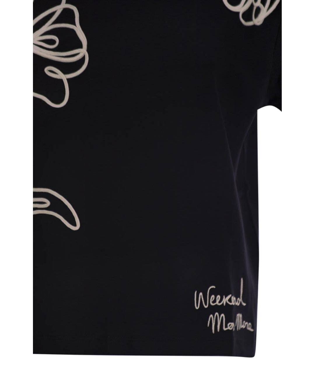 WEEKEND MAX MARA Черная хлопковая футболка, фото 4