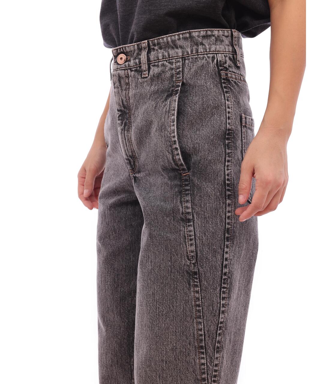 BRUNELLO CUCINELLI Серые хлопковые прямые джинсы, фото 2