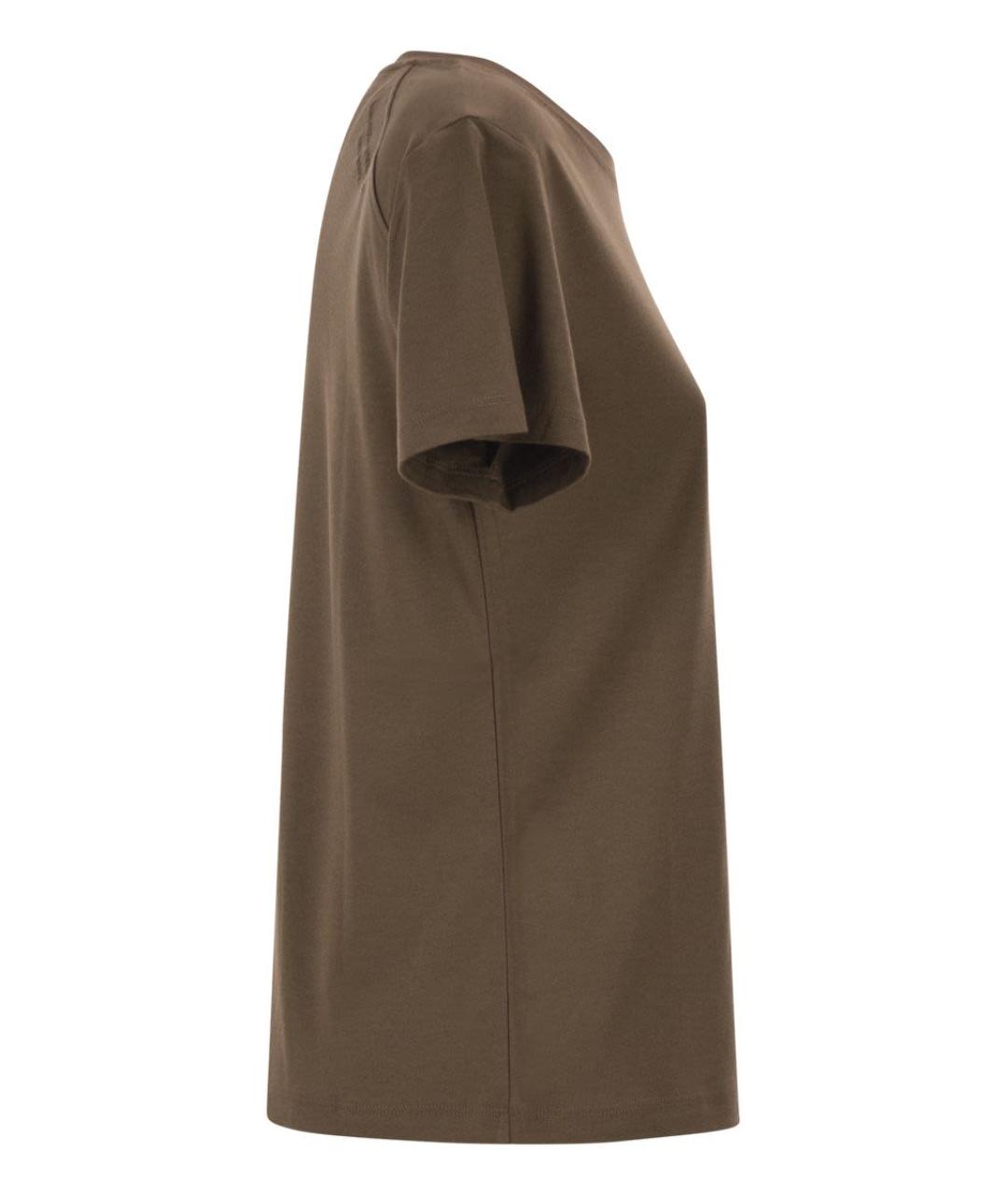 'S MAX MARA Коричневая хлопковая футболка, фото 3