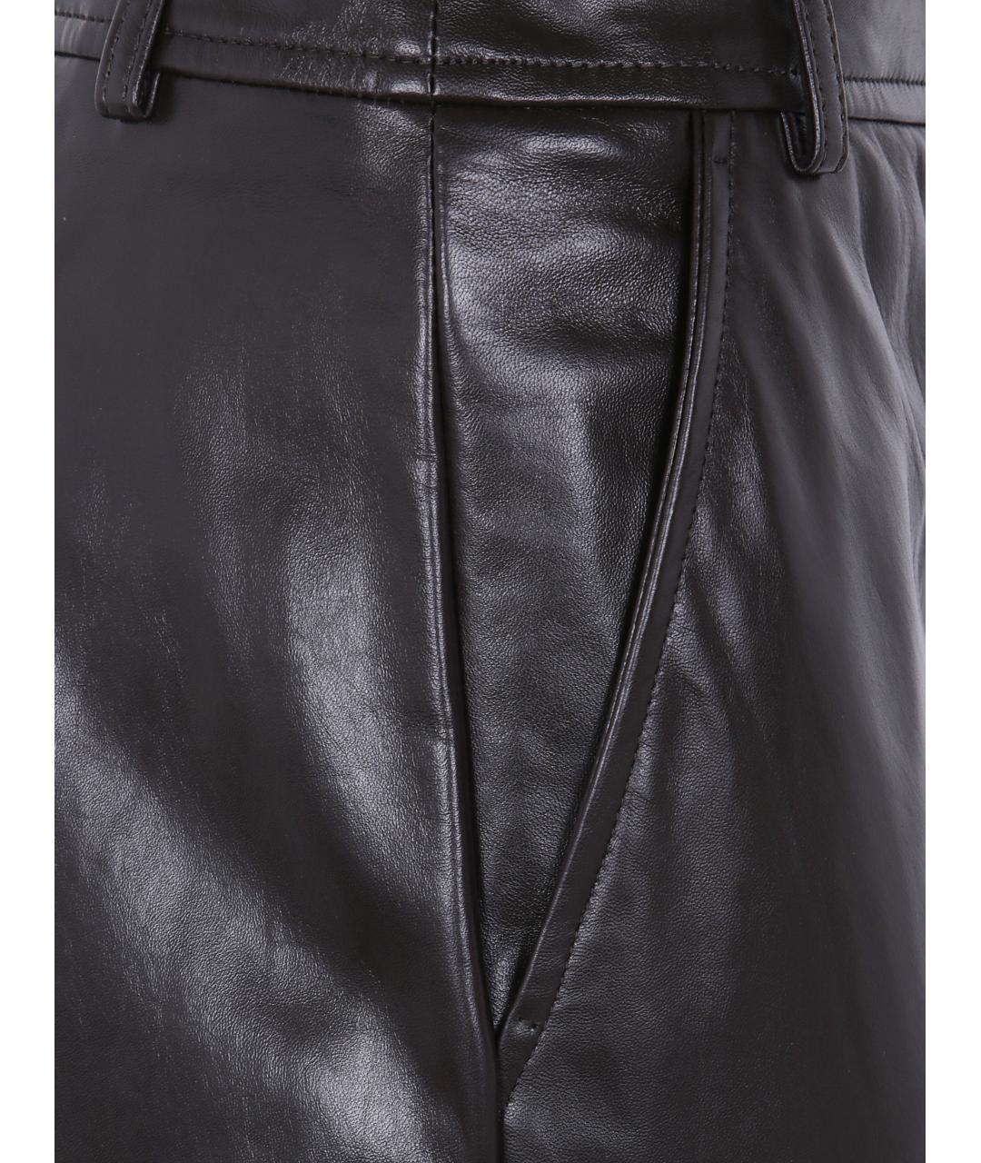 MAX MARA STUDIO Кожаные прямые брюки, фото 3