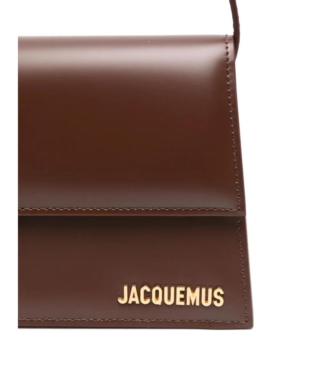 JACQUEMUS Коричневая кожаная сумка с короткими ручками, фото 4
