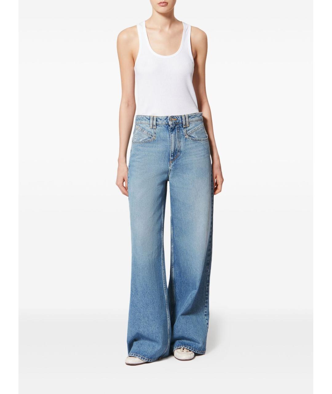 ISABEL MARANT Голубые хлопковые прямые джинсы, фото 2
