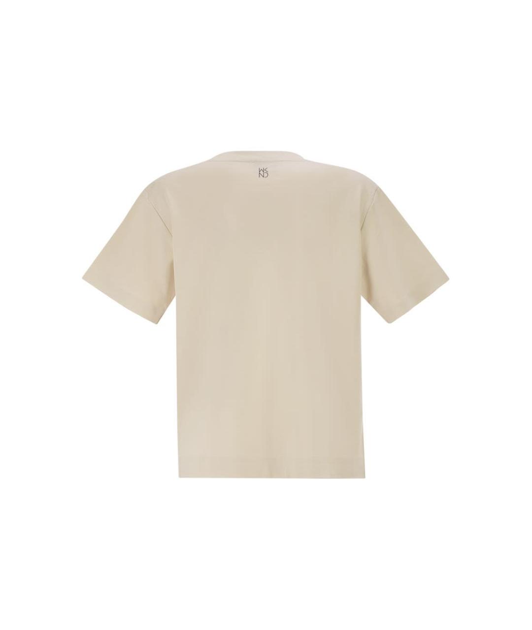 WEEKEND MAX MARA Бежевая хлопковая футболка, фото 2