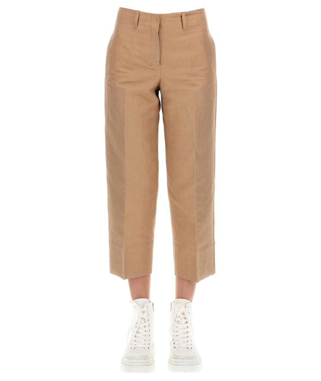 'S MAX MARA Бежевые хлопковые прямые брюки, фото 1