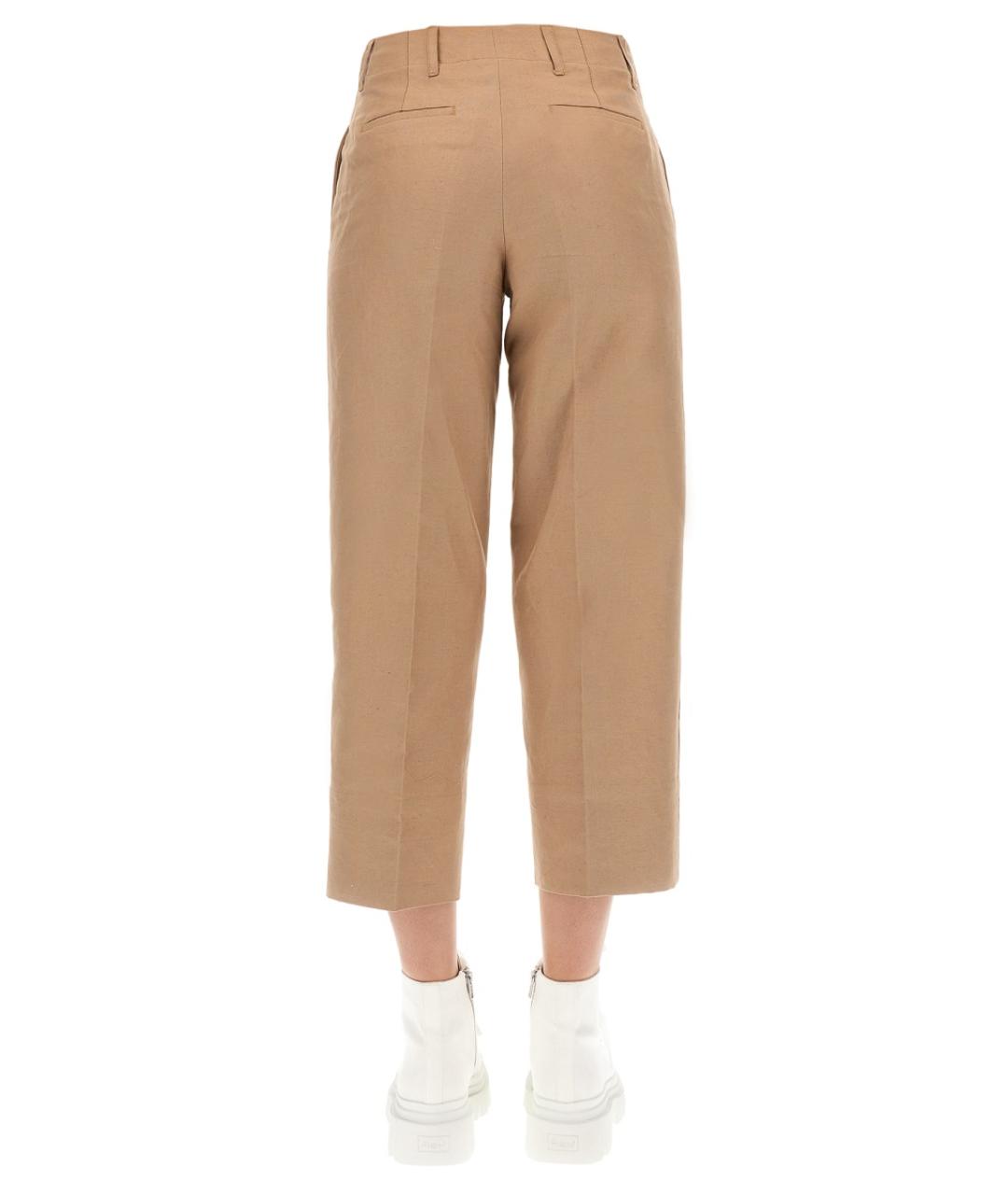 'S MAX MARA Бежевые хлопковые прямые брюки, фото 4