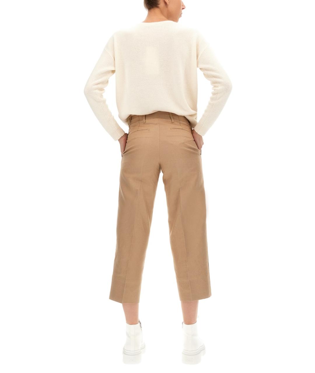 'S MAX MARA Бежевые хлопковые прямые брюки, фото 2