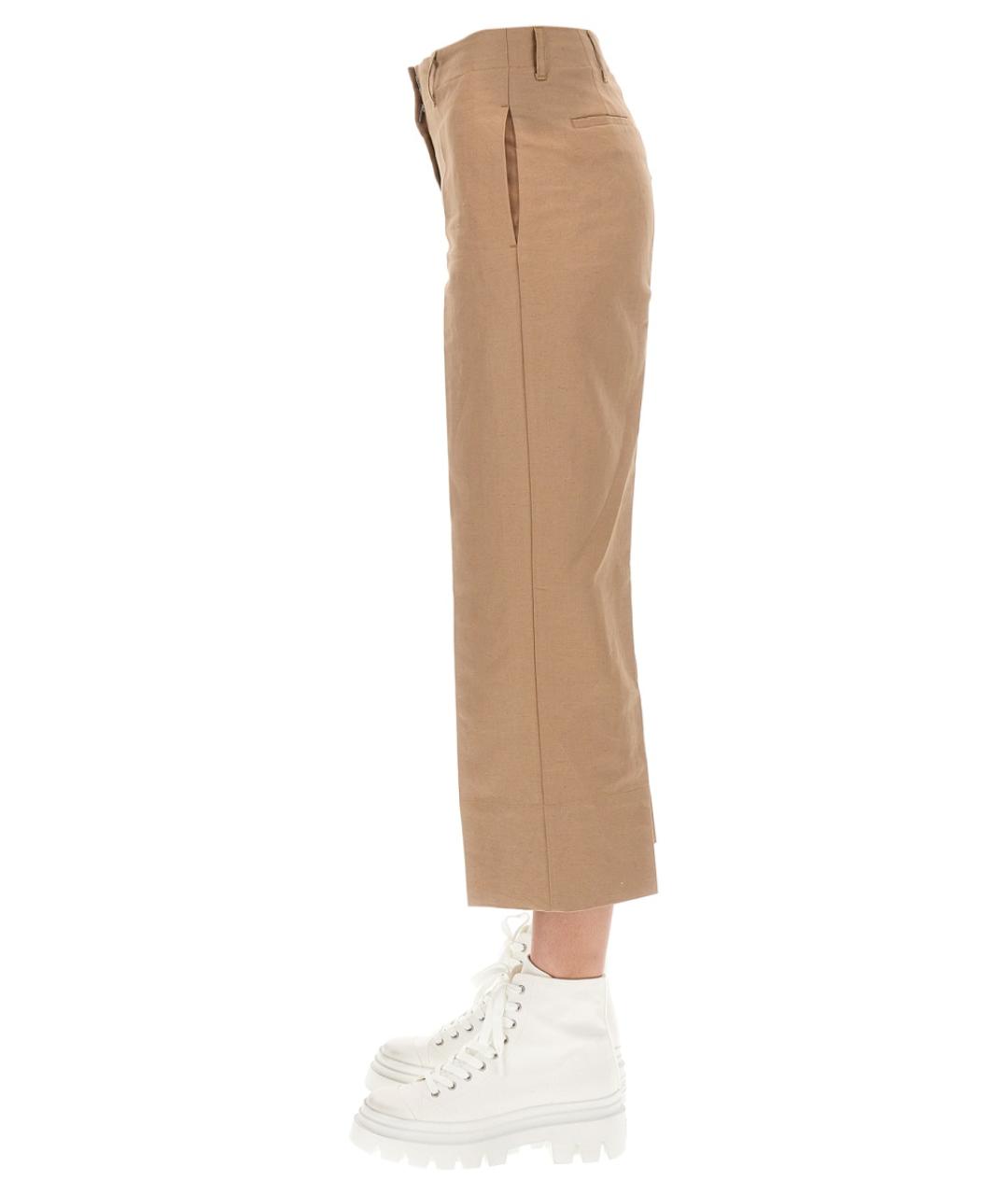 'S MAX MARA Бежевые хлопковые прямые брюки, фото 3