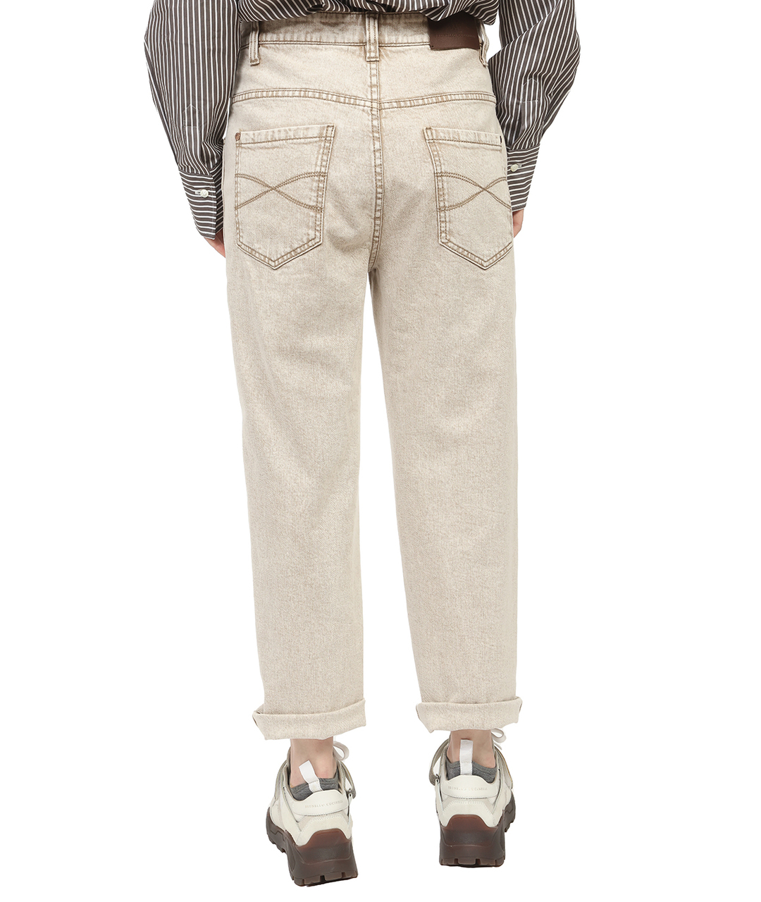 BRUNELLO CUCINELLI Бежевые хлопковые прямые джинсы, фото 4
