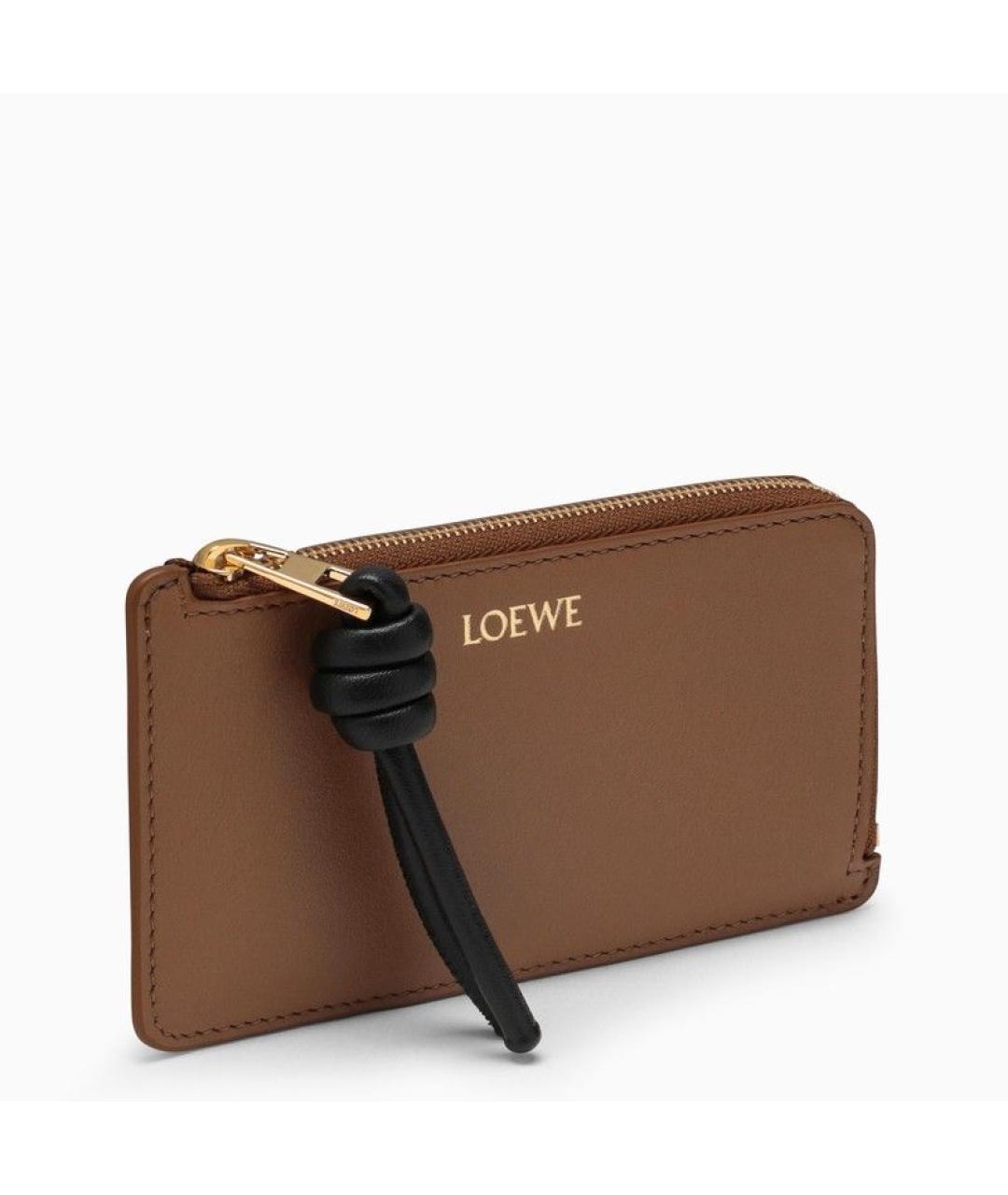 LOEWE Коричневый кожаный кардхолдер, фото 3