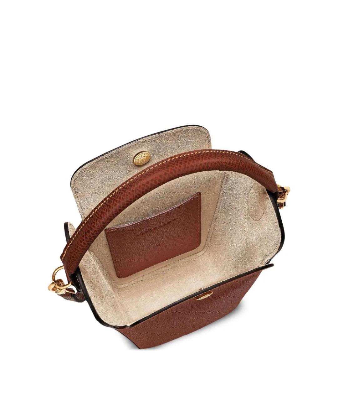 LONGCHAMP Коричневая кожаная сумка с короткими ручками, фото 5
