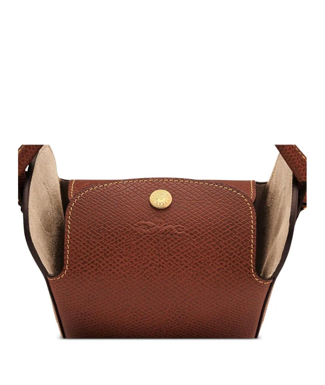 LONGCHAMP Коричневая кожаная сумка с короткими ручками, фото 2