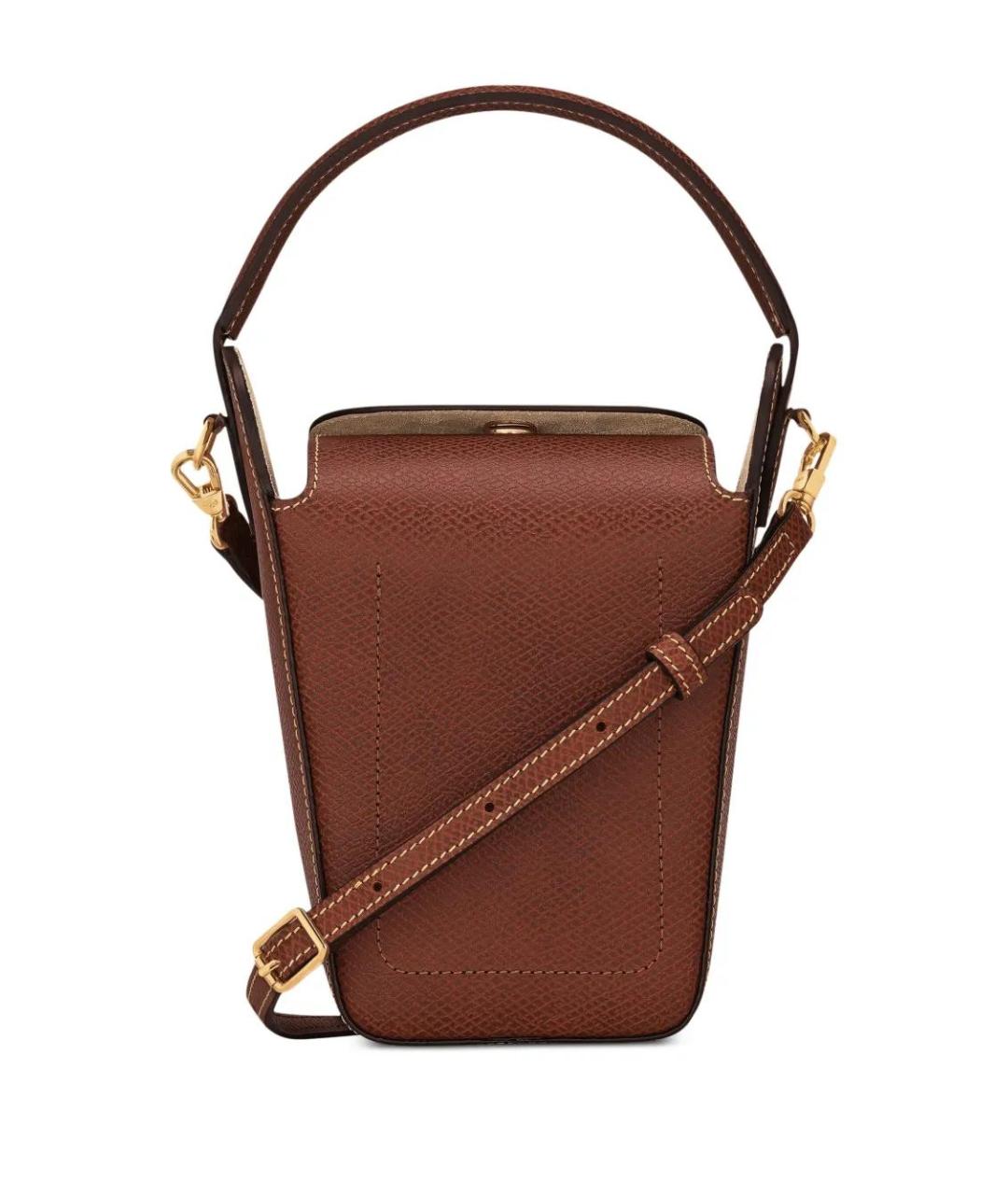 LONGCHAMP Коричневая кожаная сумка с короткими ручками, фото 1