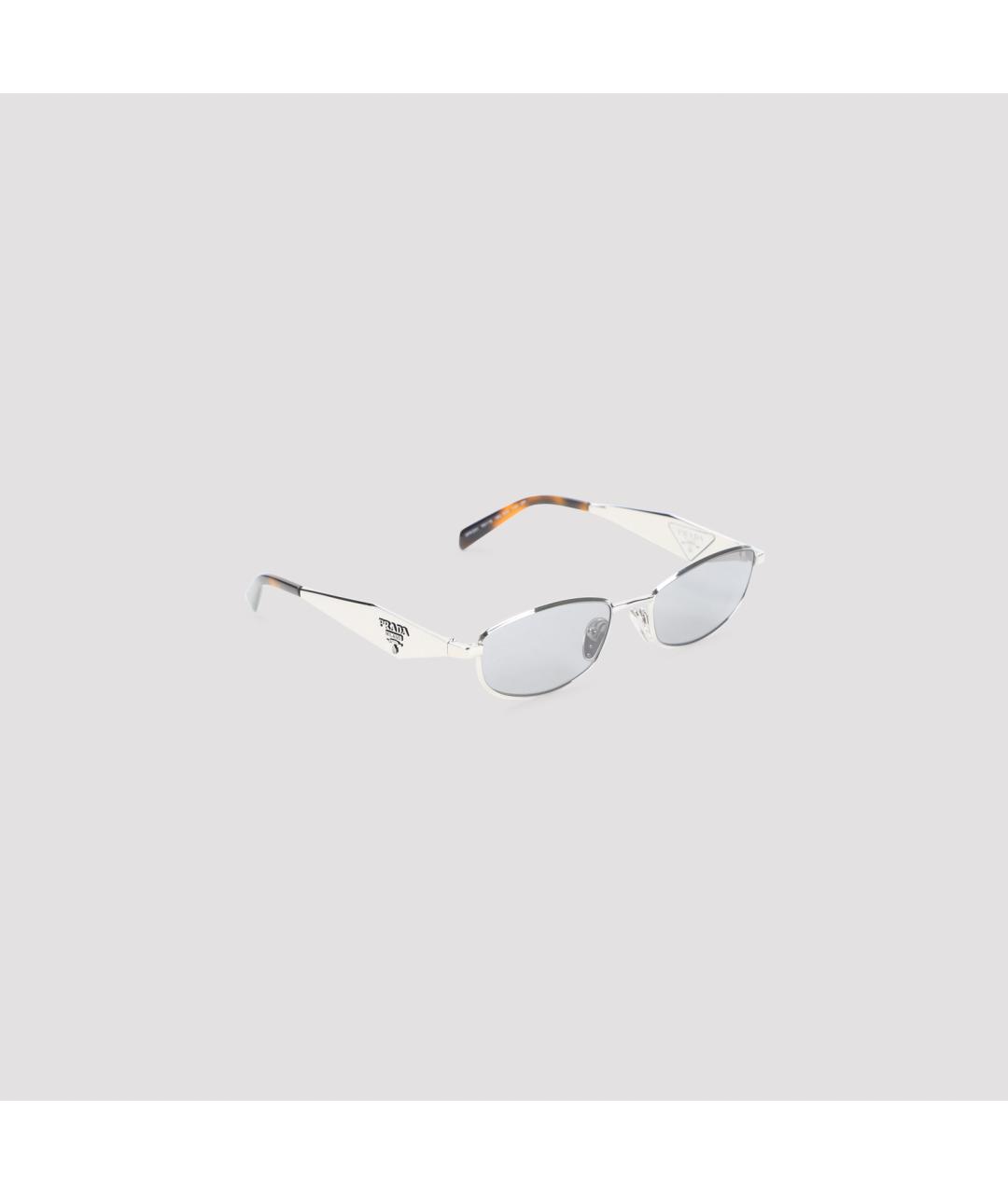 PRADA Серебряные металлические солнцезащитные очки, фото 2