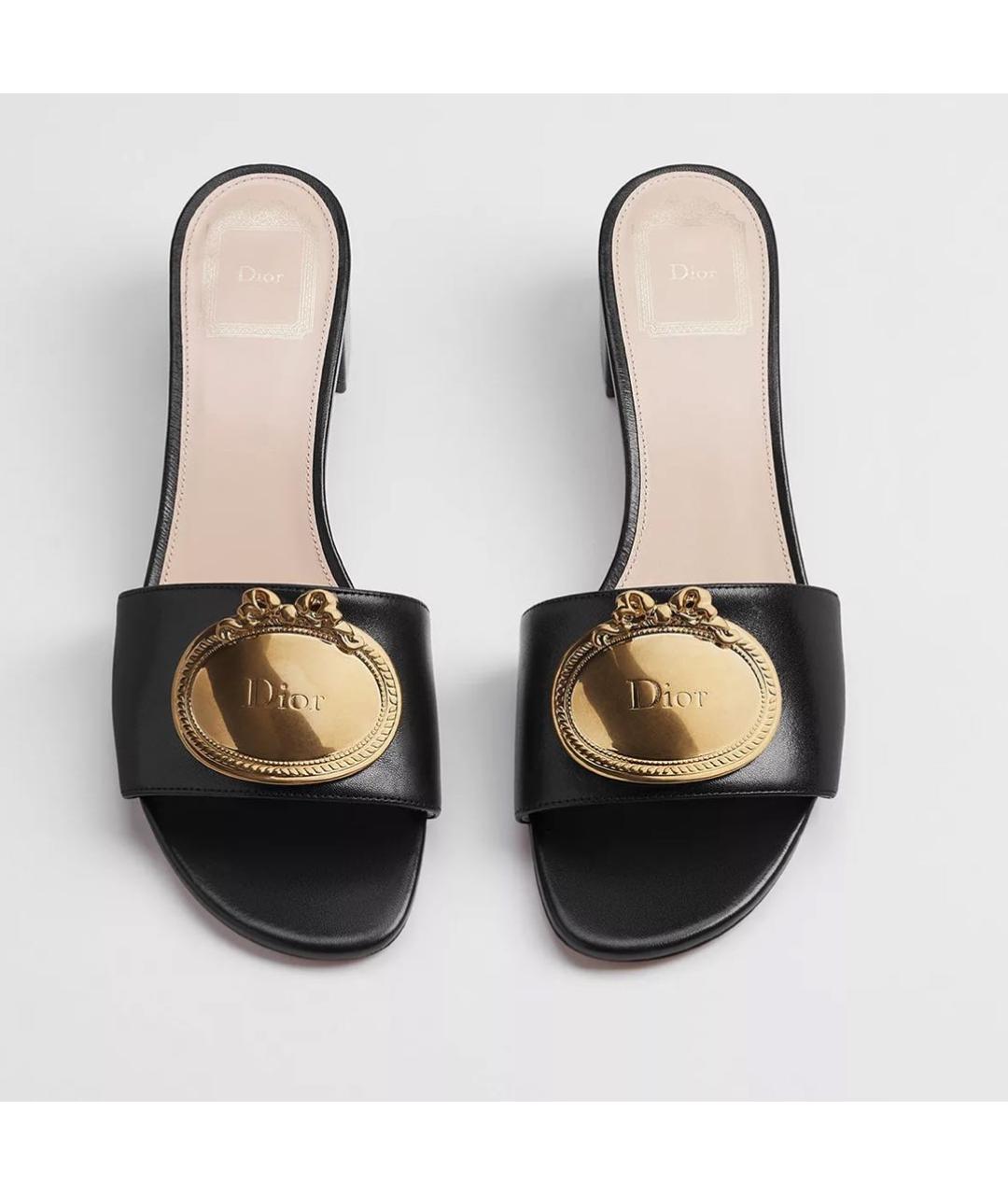 CHRISTIAN DIOR Черные кожаные мюли, фото 2