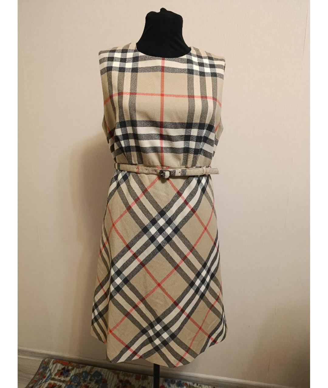 BURBERRY Мульти шерстяное повседневное платье, фото 9