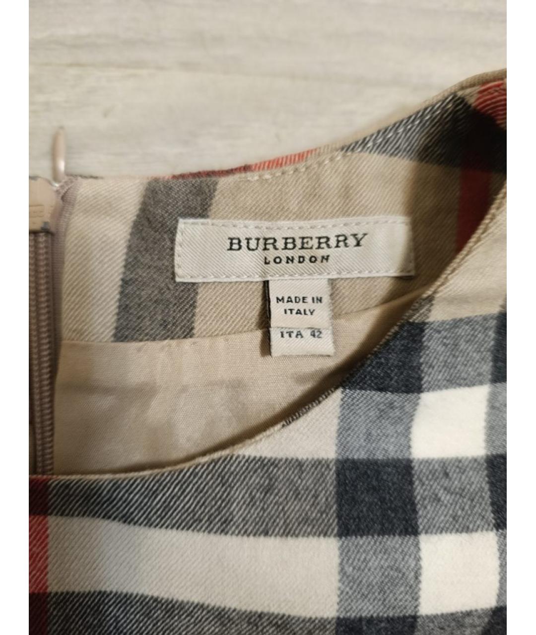 BURBERRY Мульти шерстяное повседневное платье, фото 3