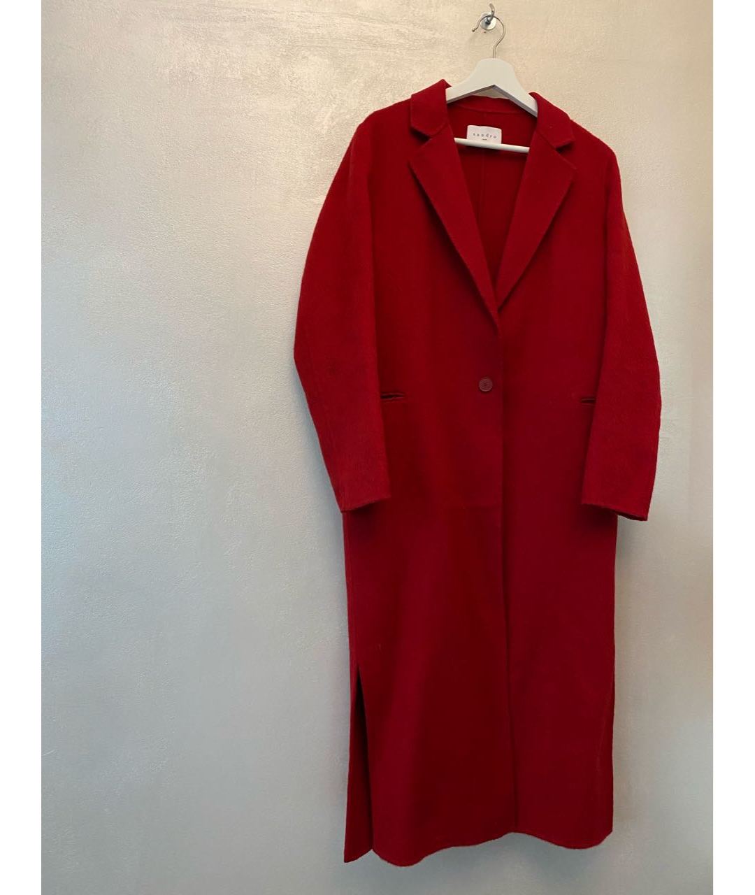 SANDRO Бордовое шерстяное пальто, фото 6