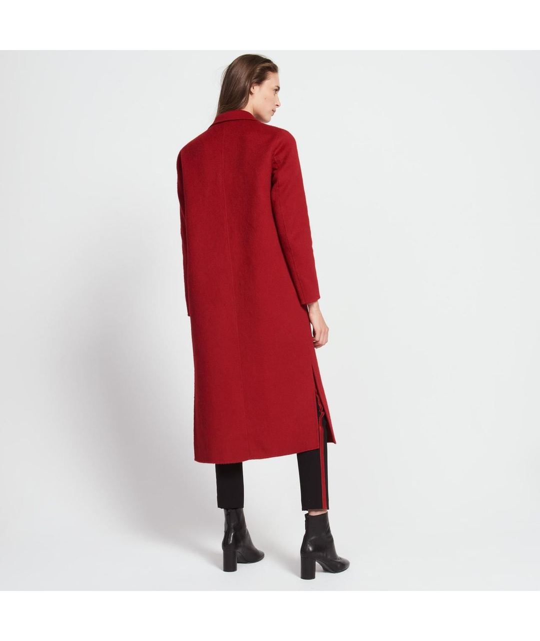 SANDRO Бордовое шерстяное пальто, фото 7